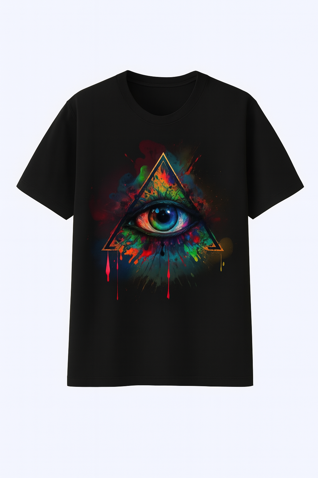 Vibrant Eye and Paint Explosion T-shirt Eye of God