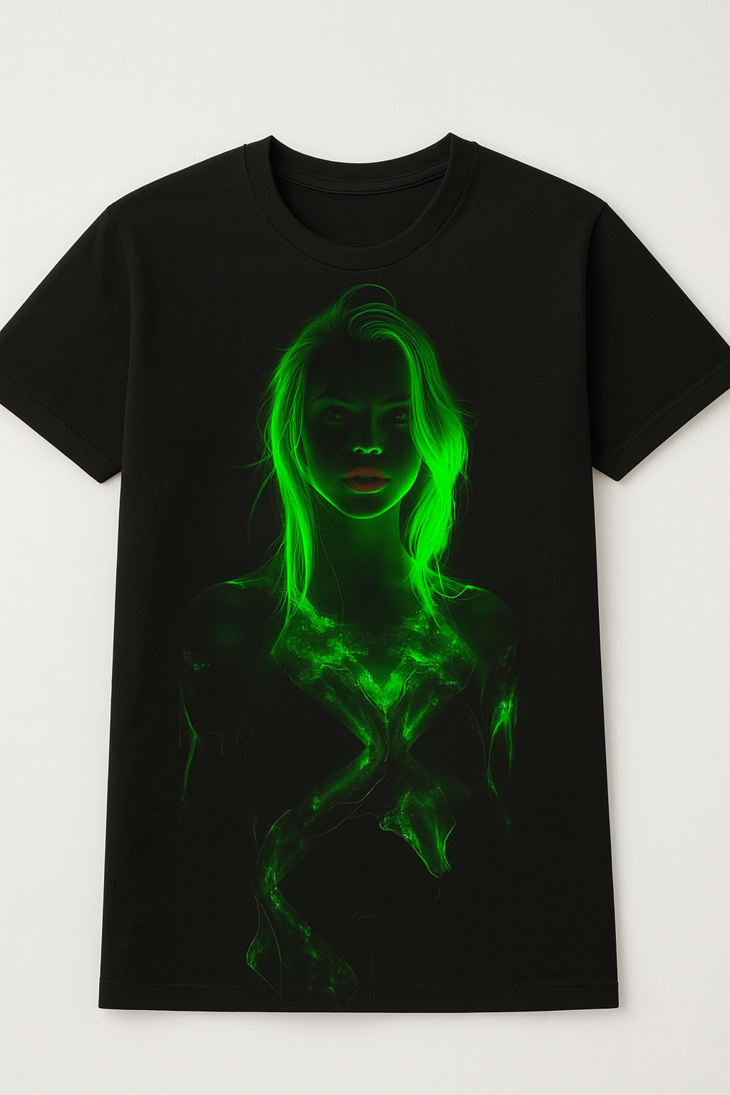 Neon Glowing Woman Graphic T-shirt Girl Neon